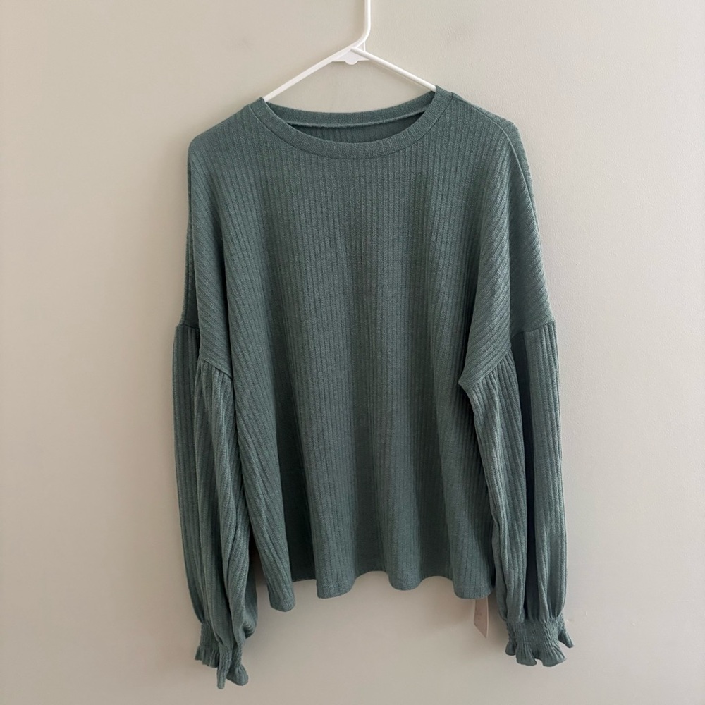 Emery Rose Women’s Casual Soft Long Sleeve Top Bohemian XL Green New